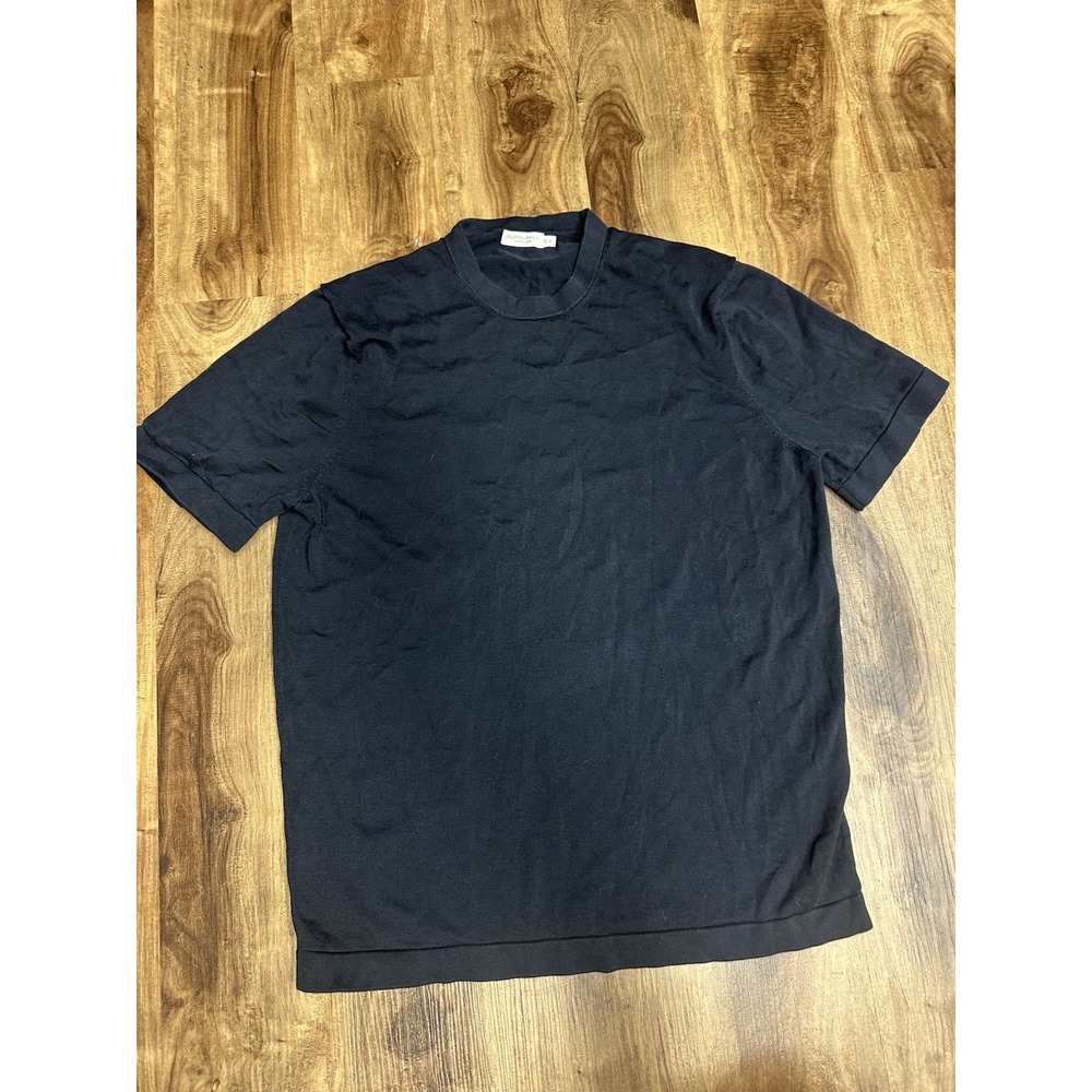 Suitsupply Men's M Black Cotton Silk Blend Knit T-Shirt Luxury Minimalist